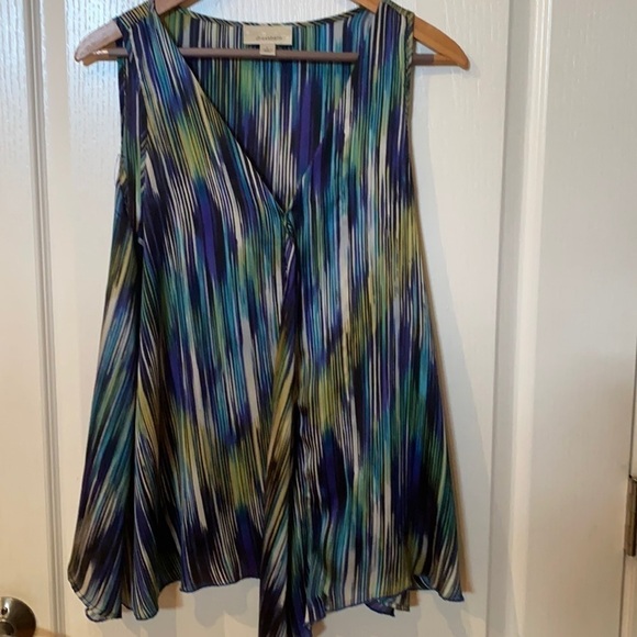 Tops - Dress Barn size L striped shorts sleeve V-neck top